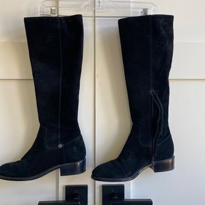 Frye suede black high pull on boots.